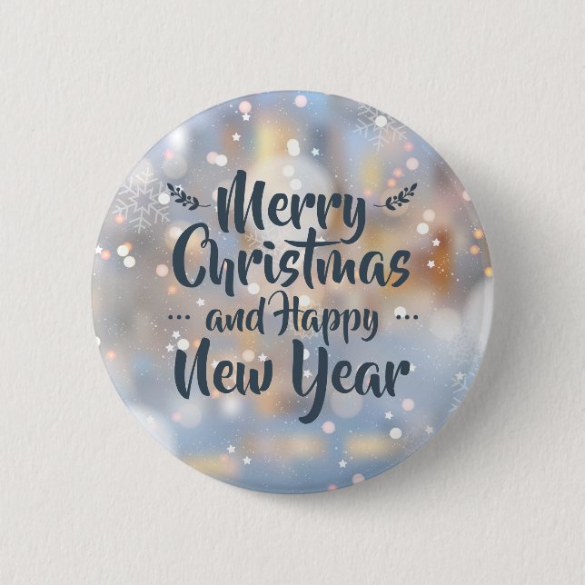 Elegantes Weihnachten und glückliches Neues Jahr | Button (Vorderseite)