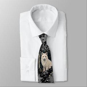 Elegantes Weihnachten weißer Wolf silberne Schneef Krawatte