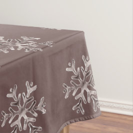 Elegantes Weihnachts-Braun-Silberschneeflocken-Mus Tischdecke