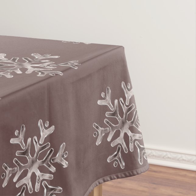Elegantes Weihnachts-Braun-Silberschneeflocken-Mus Tischdecke (Beispiel)