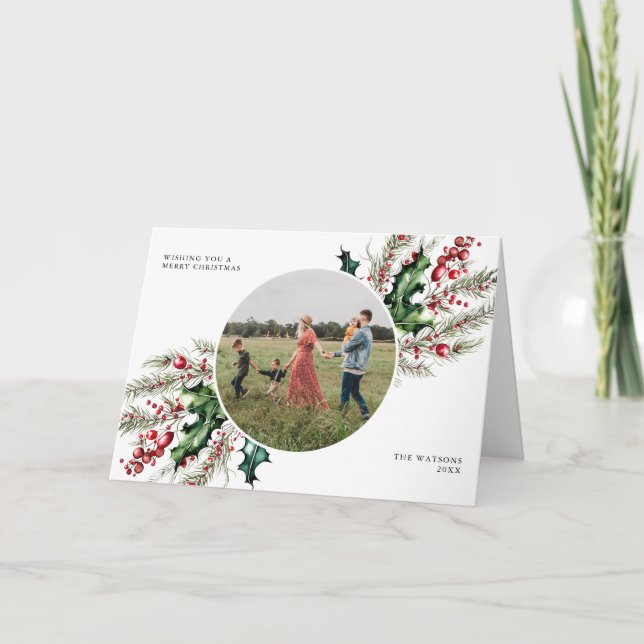 Elegantes Weihnachts-Foto Feiertagskarte (Vorderseite)