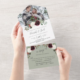 Elegantes Weihnachts-Foto Hochzeit All In One Einladung