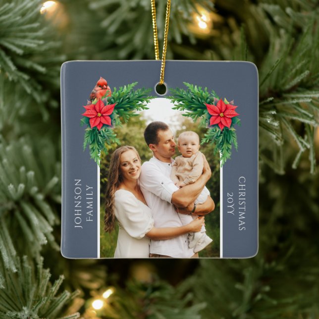 Elegantes Weihnachts-Foto Keramikornament (Baum)