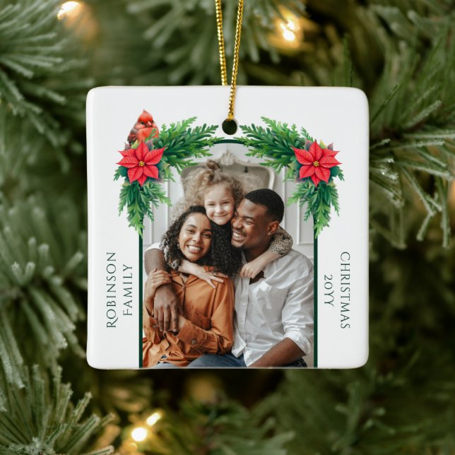 Elegantes Weihnachts-Foto Keramikornament (Baum)