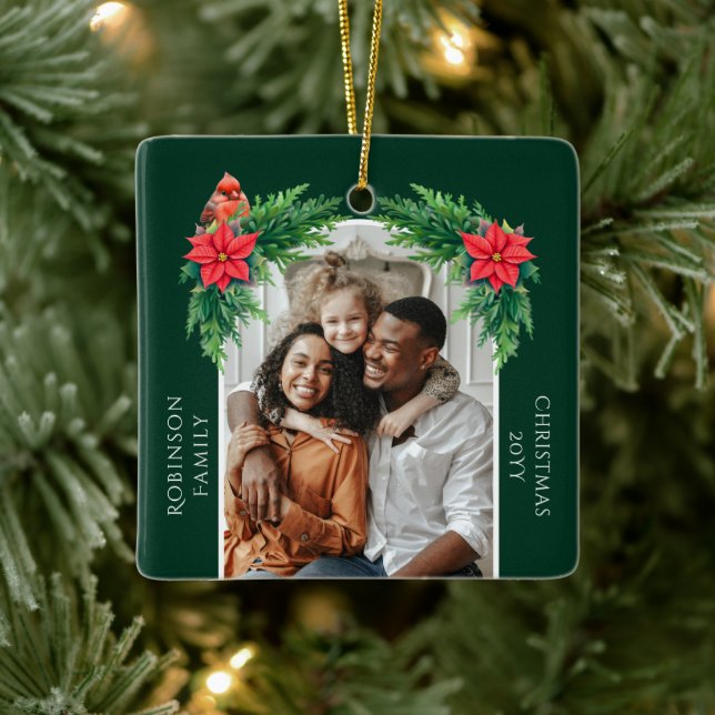 Elegantes Weihnachts-Foto Keramikornament (Baum)