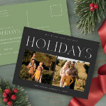 Elegantes Weihnachts-Foto | Moderner Familienurlau Postkarte<br><div class="desc">Feiern Sie die Weihnachtszeit mit diesem eleganten Foto | Moderne Familienhaus Postkarte. Mit einem sauberen und minimalistischen Design präsentiert diese Karte Ihre Lieblingsfamilienmomente mit zwei Fotos.</div>