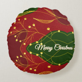 Elegantes Weihnachts-Gold Berries Rundkissen Rundes Kissen