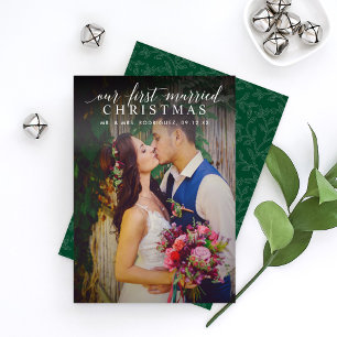Elegantes Weihnachts-Grün-Foto zum ersten Mal Verh Feiertagskarte
