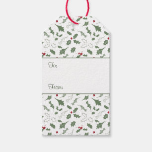 Elegantes Weihnachts-Holly-Adressetikett Geschenkanhänger