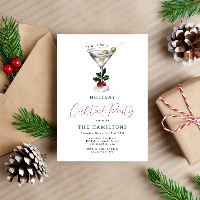 Elegantes Weihnachts Martini Holiday Cocktail Part Einladung (Von Creator hochgeladen)