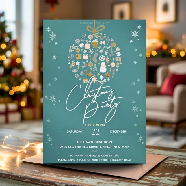 Elegantes Weihnachts-Party Festlicher Feiertag Min Einladung (Von Creator hochgeladen)