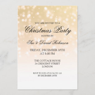 Elegantes Weihnachts-Party Gold Bokeh Sparkle Einladung
