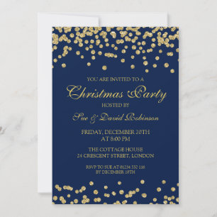 Elegantes Weihnachts-Party Gold Glitzer Confetti Einladung