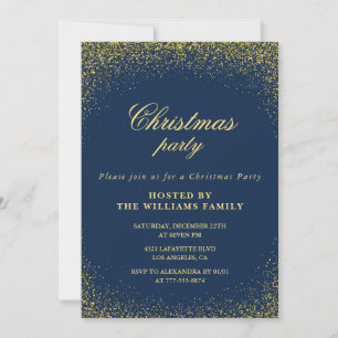 Elegantes Weihnachts-Party Gold Navy Glam Einladung