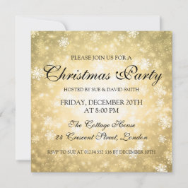 Elegantes Weihnachts-Party Gold Winter Wonderland Einladung