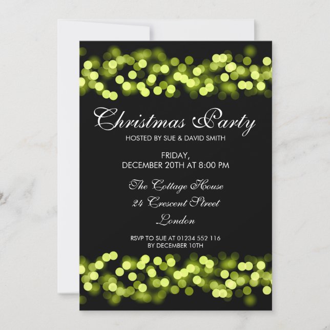Elegantes Weihnachts-Party Green Hollywood Glam Einladung (Vorderseite)