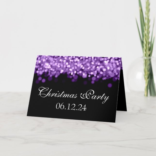 Elegantes Weihnachts-Party Lila schimmernde Lichte Einladung (Vorderseite)