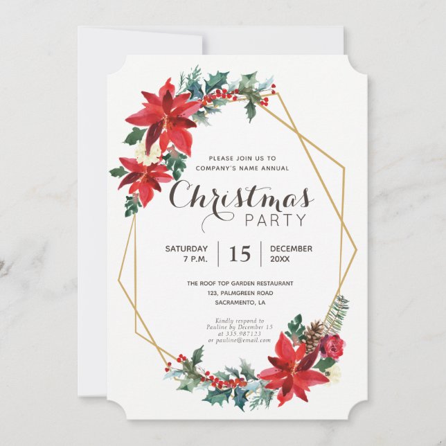 Elegantes Weihnachts-Party Moderne Einladung (Vorderseite)