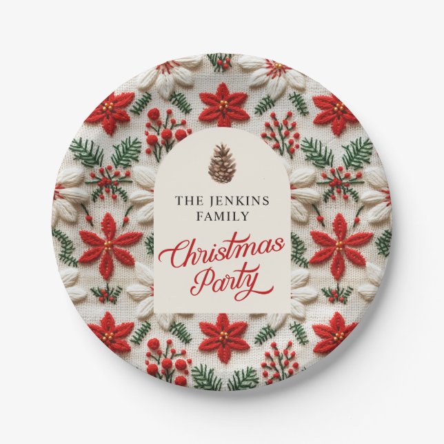 Elegantes Weihnachts-Party Personalisiert Paper Te Pappteller (Vorderseite)