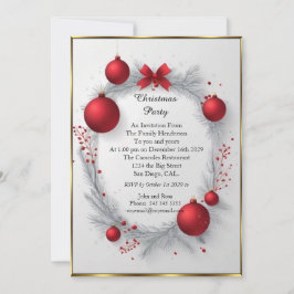 Elegantes Weihnachts-Party Red baubles Einladung