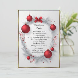 Elegantes Weihnachts-Party Red baubles Einladung