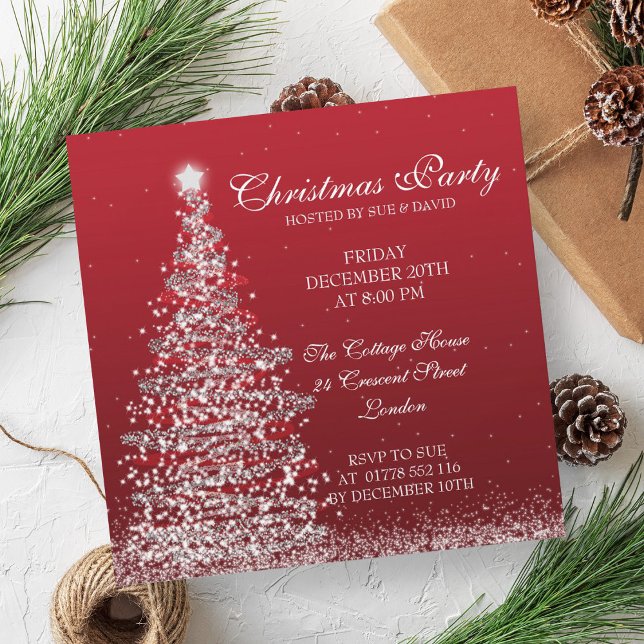 Elegantes Weihnachts-Party Rot Einladung (Elegant Christmas Party Red Invitation)