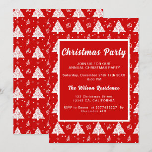 Elegantes Weihnachts-Party Rote Einladung