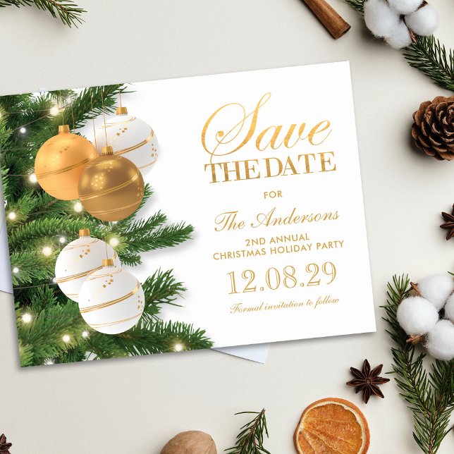 Elegantes Weihnachts-Party Save the Date Ankündigungspostkarte (Von Creator hochgeladen)