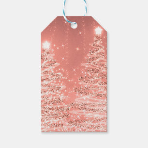 Elegantes Weihnachts-Party Sparkling Bäume Rose G Geschenkanhänger