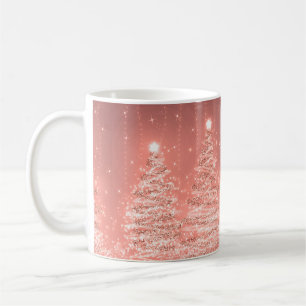 Elegantes Weihnachts-Party Sparkling Bäume Rose Go Kaffeetasse