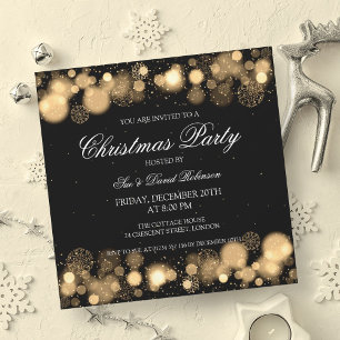 Elegantes Weihnachts-Party Winter Wonder Gold Einladung
