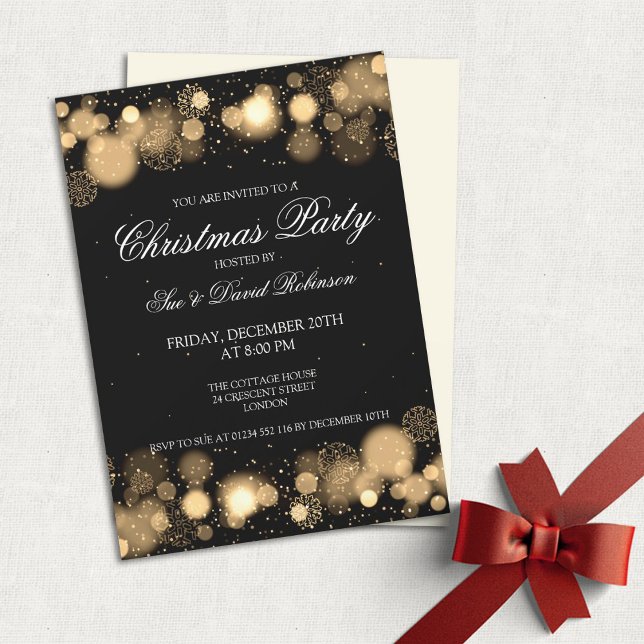Elegantes Weihnachts-Party Winter Wonder Gold Einladung (Von Creator hochgeladen)