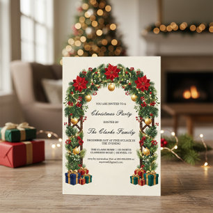 Elegantes Weihnachts-Poinsettien-Spagiergitter-Par Einladung