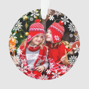 Elegantes Weihnachts-Schneeflocken-Foto Ornament