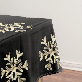 Elegantes Weihnachts-Schneeflockenmuster Schwarz u Tischdecke
