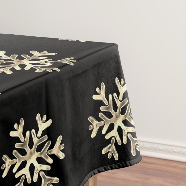 Elegantes Weihnachts-Schneeflockenmuster Schwarz u Tischdecke (Beispiel)