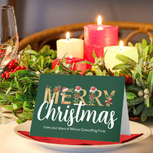 Elegantes Weihnachts-Skript Grün Gold Geschäft Feiertagskarte