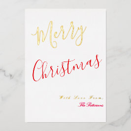 Elegantes Weihnachts-Skript Rot mit Gold Folien Feiertagskarte
