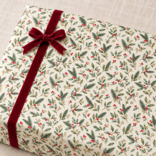 Elegantes Weihnachts-Wasserfarben-Botanik Geschenkpapier