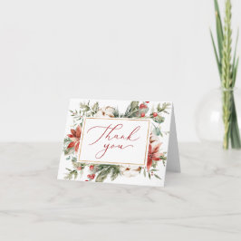 Elegantes Weihnachts-Winter-Rotes Gold-Brautparty Dankeskarte