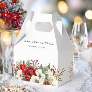 Elegantes Weihnachts-Winterblumenarrangement Geschenkschachtel
