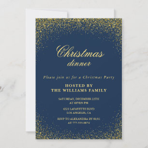 Elegantes Weihnachtsabendessen Gold Navy Glam Einladung