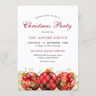 Elegantes Weihnachtsbaubles Corporate Party Einladung