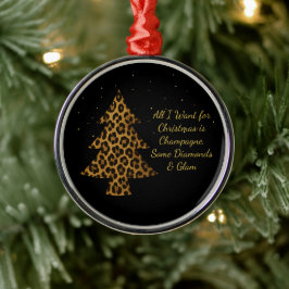 Elegantes Weihnachtsbaum-Design mit Leopardendruck Ornament Aus Metall