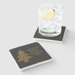 Elegantes Weihnachtsbaum-Design mit Leopardendruck Steinuntersetzer