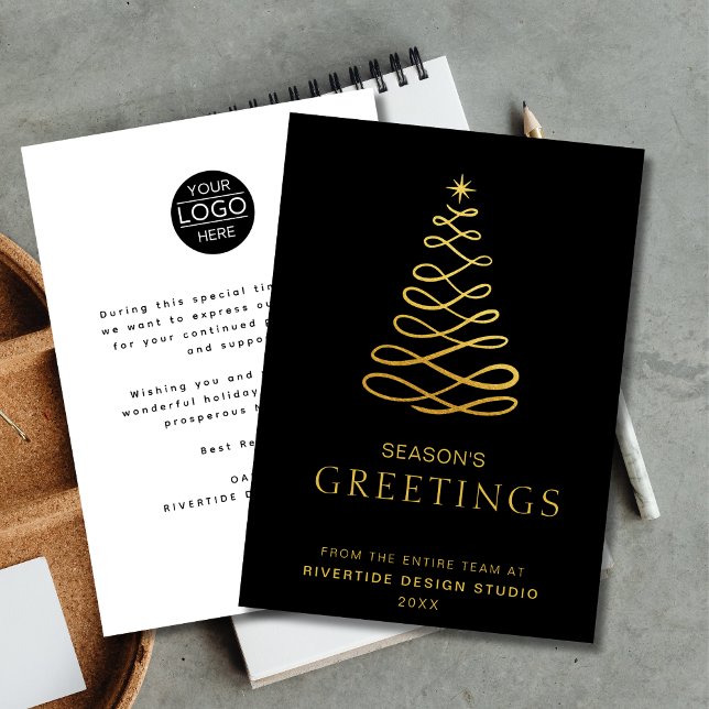 Elegantes Weihnachtsbaum-Firmenlogo Feiertagskarte (Elegant Christmas Tree Business Logo Corporate Holiday Card )