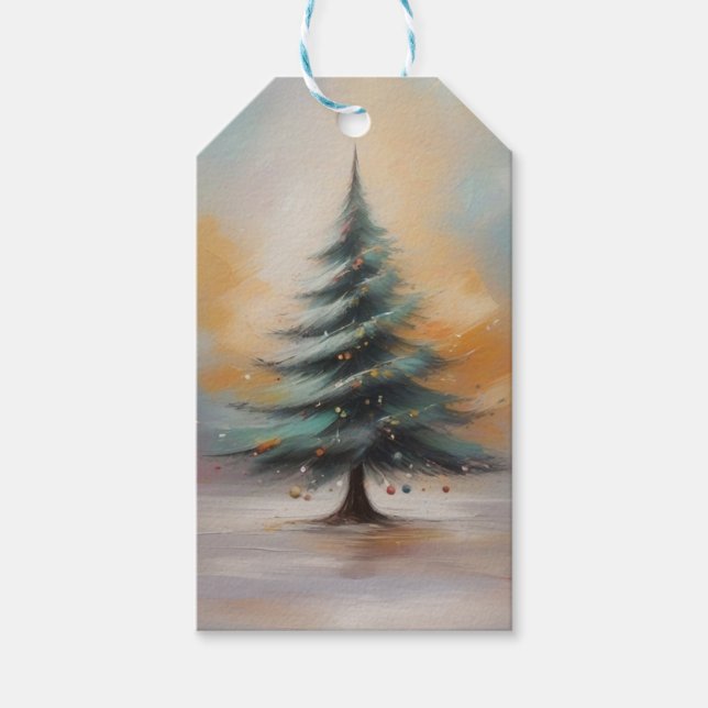 Elegantes Weihnachtsbaum-Geschenk Tag Geschenkanhänger (Vorderseite)