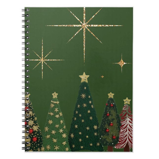 Elegantes Weihnachtsbaum-Spiral-Notebook Notizblock (Vorderseite)