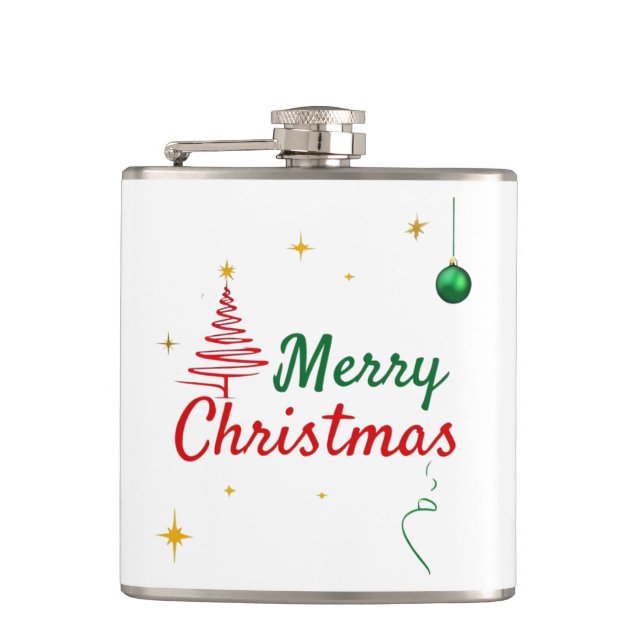 Elegantes Weihnachtsbaumdesign Flachmann (Vorderseite)