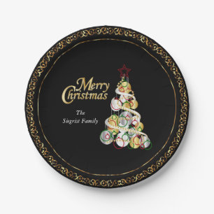 Elegantes Weihnachtsbaumdesign Pappteller